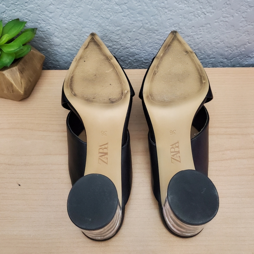 Zara Black Pointed Heeled Shoes, Size 36 - Picture 6 of 7